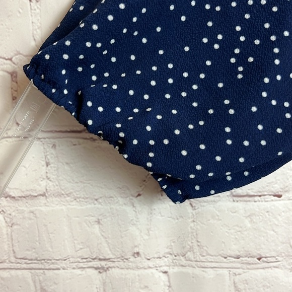 B Skies are Blue Navy and White Polka Dot Ruffle Blouse - Picture 4 of 9